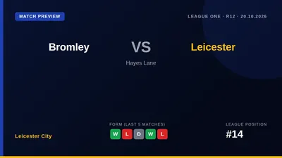 Leicester City travel to face Bromley on Tuesday looking to build on their weekend win and improve their 14th-place...